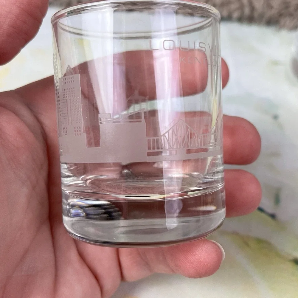 2 Jim Beam Urban Stillhouse Louisville Kentucky Shot Glass Glasses Scenery Thick
